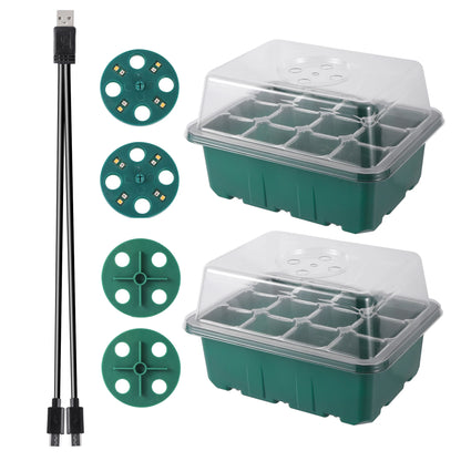 Zaaitray met LED groeilicht en ventilatie