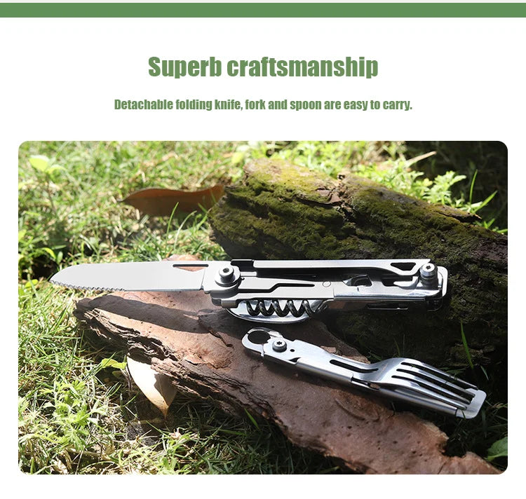 Opvouwbare Bestekset RVS met Blikopener voor Outdoor