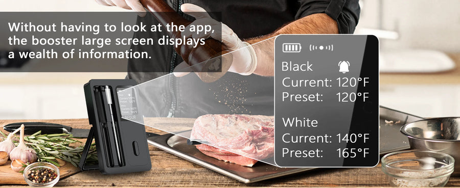 Wireless Bluetooth Meat Thermometer with LCD Screen and Rechargeable Battery