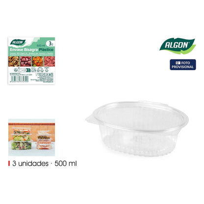 Algon Herbruikbare Voedselbakjes Algon Ops 500 Ml 6,5 X 13,3 X 5 Cm (3 Onderdelen) (24 Stuks)