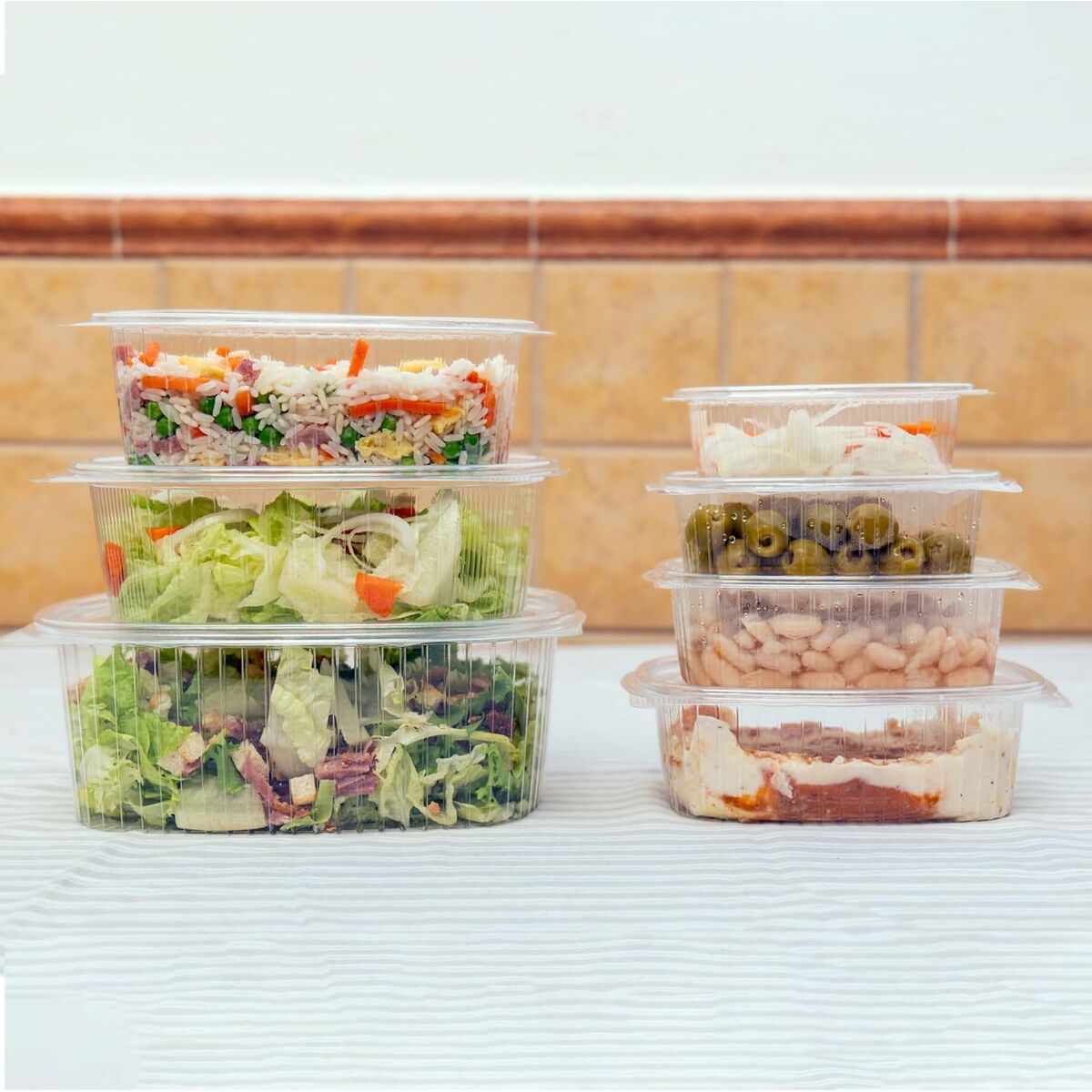 Algon Herbruikbare Voedselbakjes Algon Ops 500 Ml 6,5 X 13,3 X 5 Cm (3 Onderdelen) (24 Stuks)