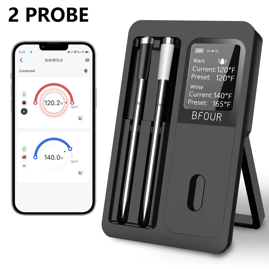 Wireless Bluetooth Meat Thermometer with LCD Screen and Rechargeable Battery
