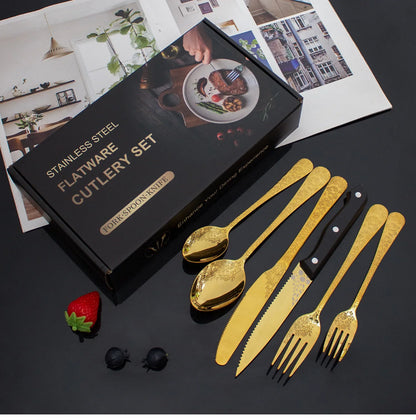 48-Delige Bestekset met Patroon Roestvrij Staal in Geschenkdoos