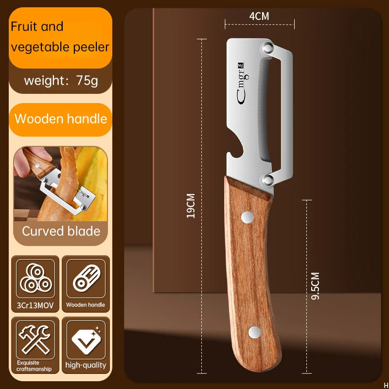 Dunschiller RVS met houten handvat