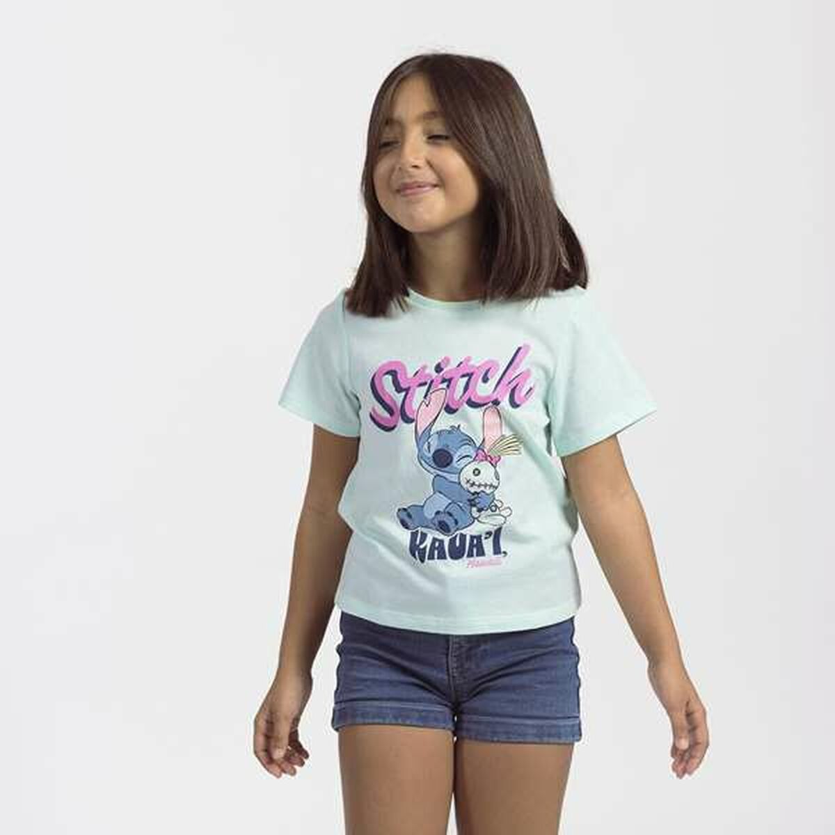 Stitch T-Shirt Met Korte Mouwen Voor Kinderen Stitch Groen Turkoois