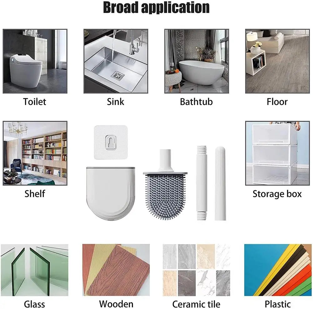 Toiletborstel siliconen ophangbaar met houder