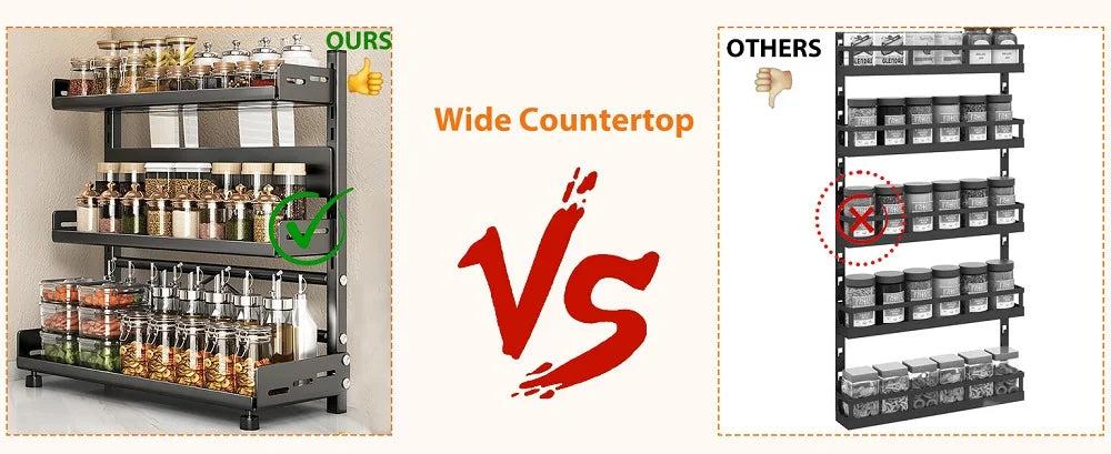 Uitschuifbaar kruidenrek, drie laags voor aanrecht