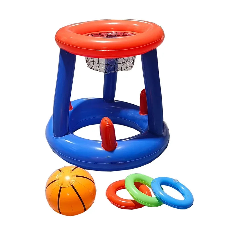 Inflatable Water Basketball & Ring Toss Game for Kids with Ball and Rings