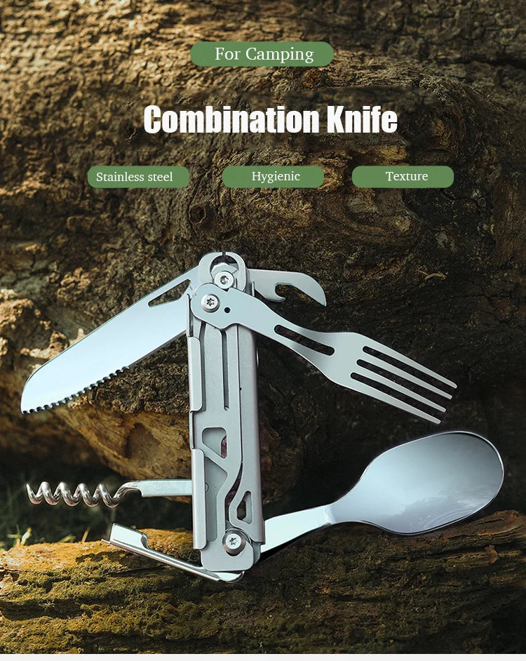 Opvouwbare Bestekset RVS met Blikopener voor Outdoor