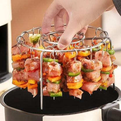 Airfryer spiesjesrek rond roestvrij staal
