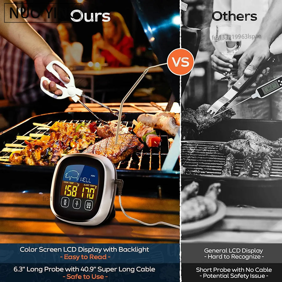 Digital Meat Thermometer with Waterproof Stainless Steel Probe for Oven and BBQ