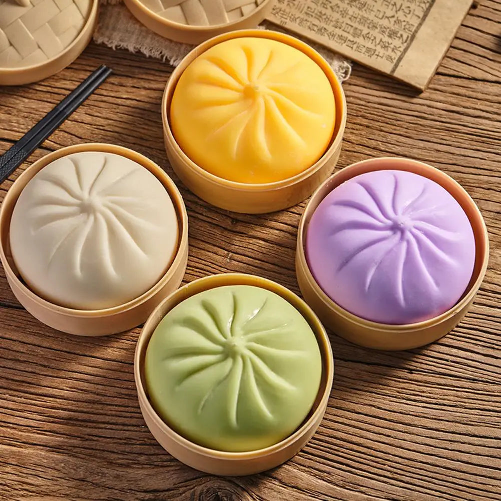 Kleurrijke Dumpling Stressbal Fidget Toy met Stoommandje