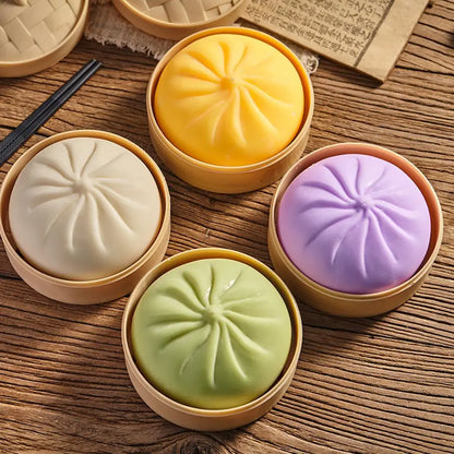 Kleurrijke Dumpling Stressbal Fidget Toy met Stoommandje