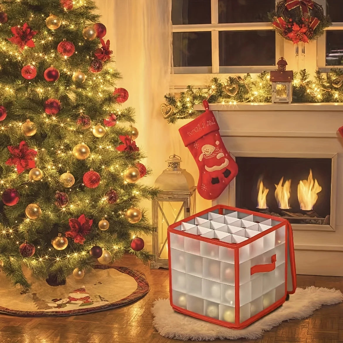 Opbergdoos kerstballen 27L kunststof opvouwbaar