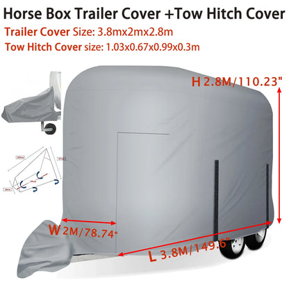 Paardenvrachtwagenhoes 3.8x2.5x2.8 m grijs polyester