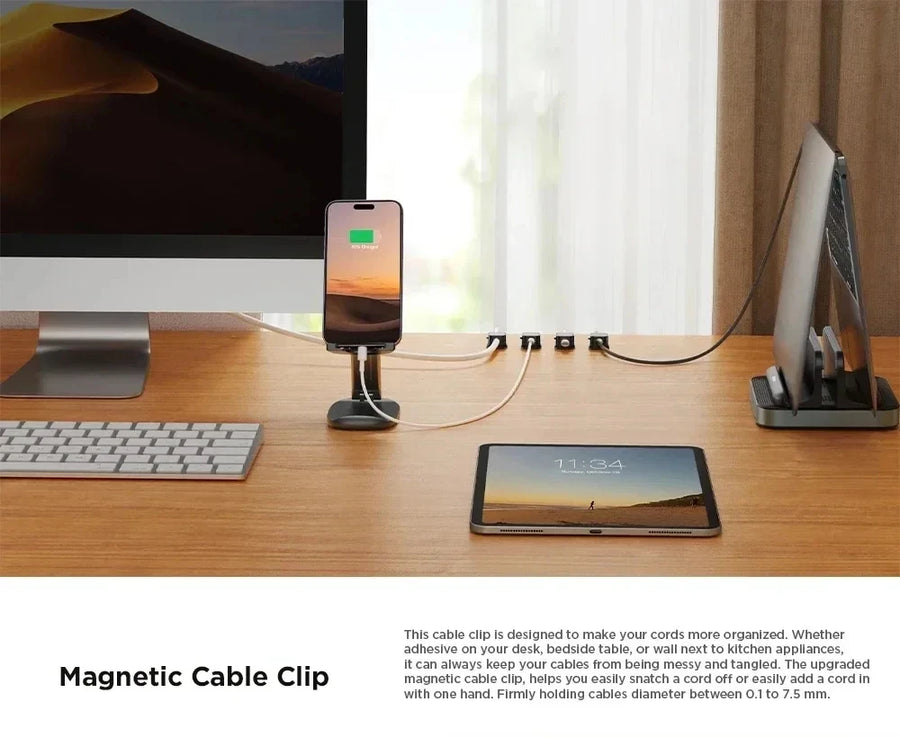 Cable clip with adhesive for desk and wall