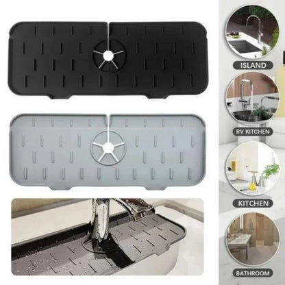 Gootsteenmat 37x14 cm met sponsrek siliconen