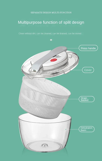 Saladespinner met deksel, draaibaar