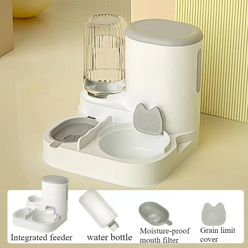 Integrated Food and Water Bowl for Cats and Dogs | Plastic