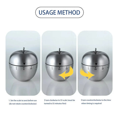 Roestvrijstalen kookwekker, draaibaar tot 60 minuten