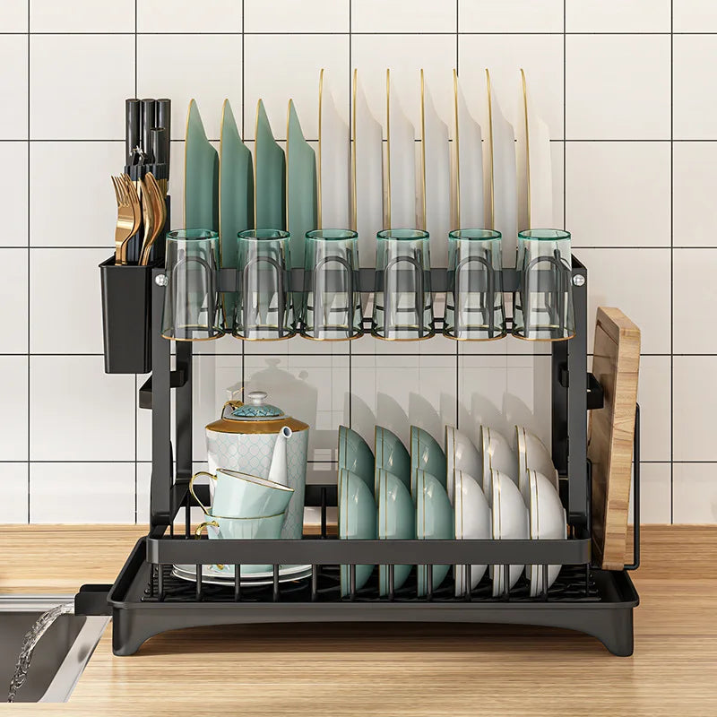 2-Tier Dish Drying Rack with Drainer