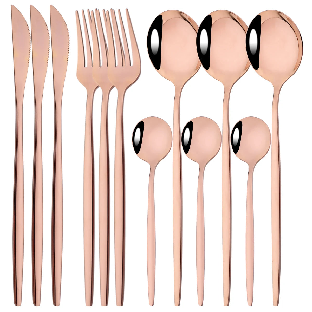 HELOTIC 12-delige Bestekset Zwart Goud Roestvrij Staal