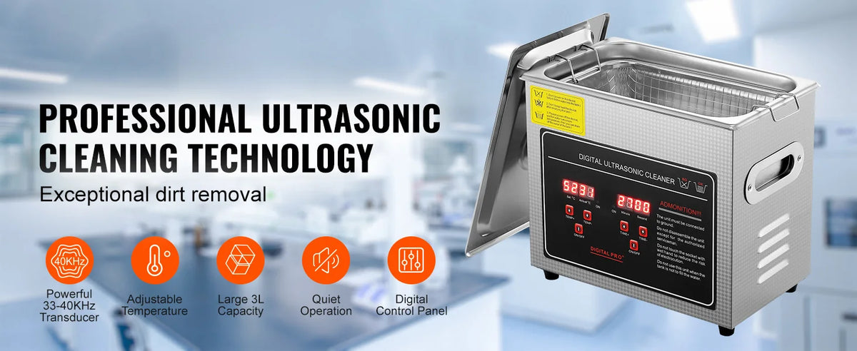 Ultrasone reiniger 1.3L RVS met verwarming