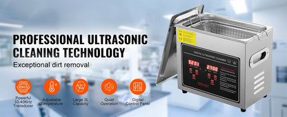 Ultrasone reiniger 1.3L RVS met verwarming