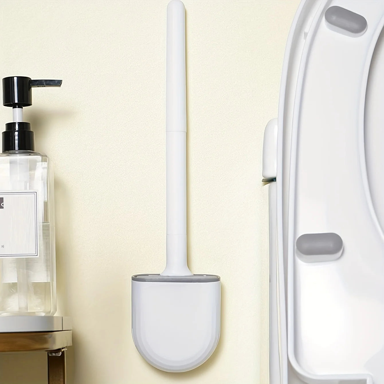 Toiletborstel siliconen ophangbaar met houder