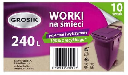 Grosik Jan Essential Sterke Vuilniszakken 240L Zwart 10 stuks