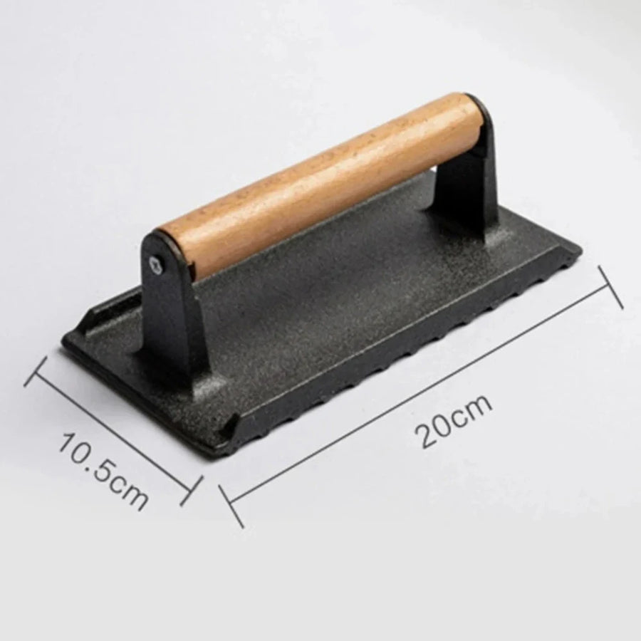 Aluminum Burger Press with Wooden Handle - Round and Non-stick