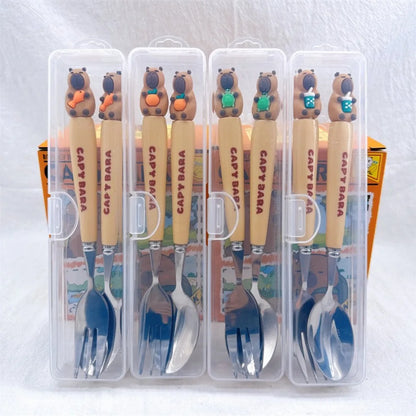 Capybara Bestekset Vork en Lepel Roestvrij Staal