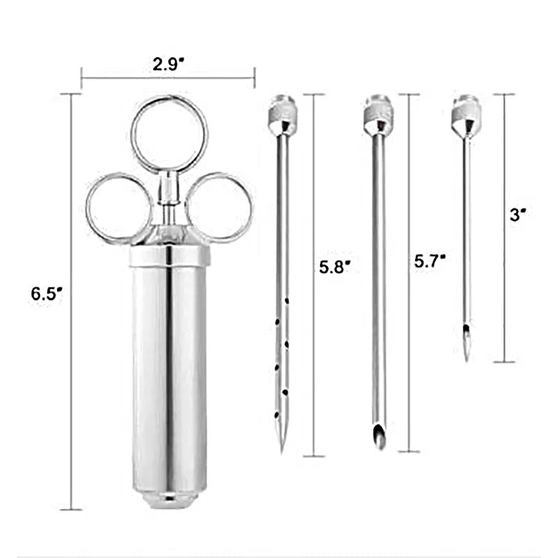 RVS marinade injector 60 ml met 2-5 naalden