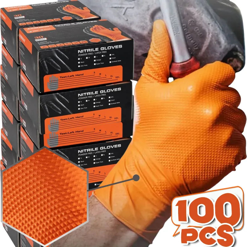 Nitril wegwerphandschoenen 8 mil oranje diamond grip