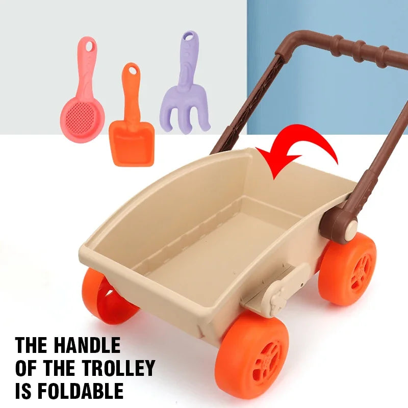 Beach playset with trolley for children 3-6 years