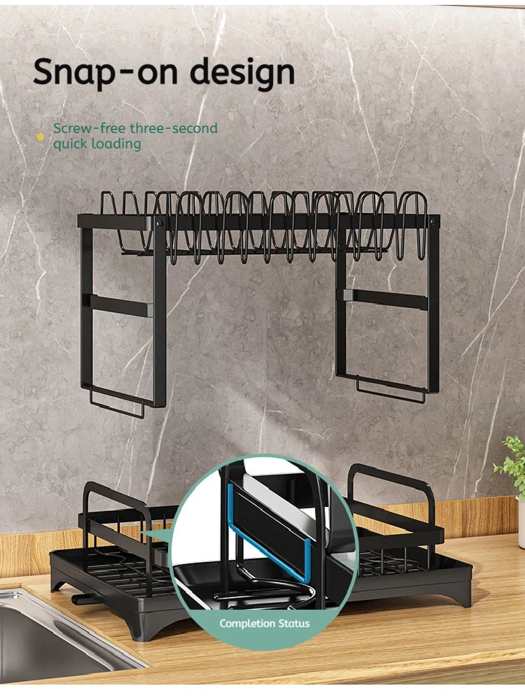 2-Tier Dish Drying Rack with Drainer