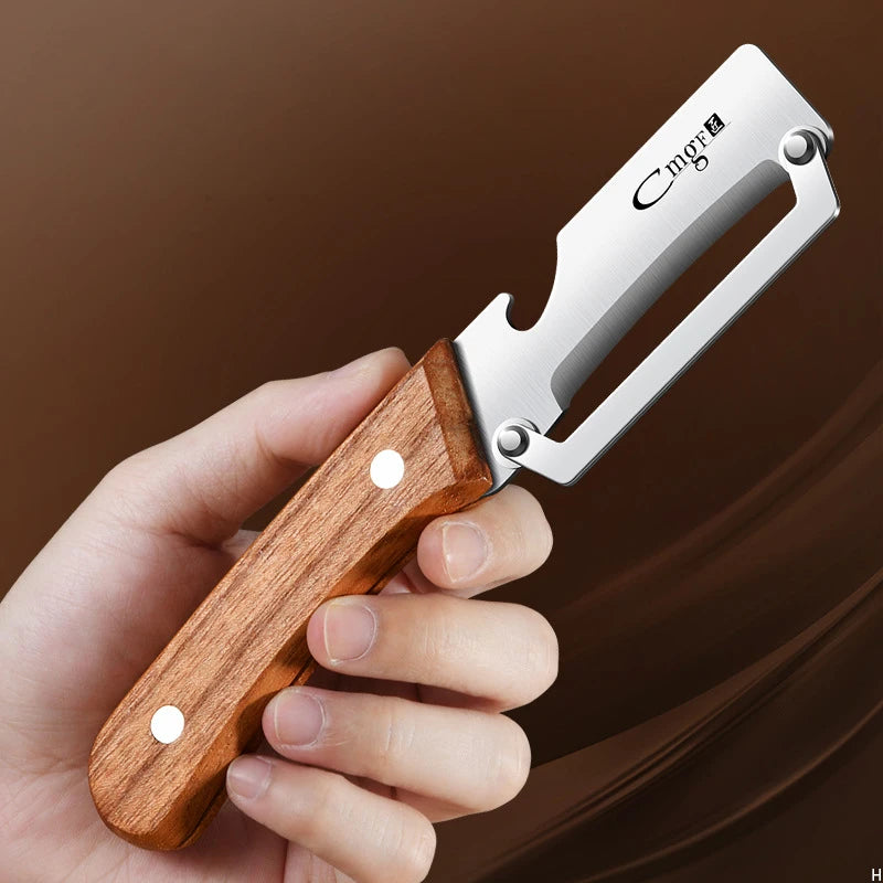 Dunschiller RVS met houten handvat