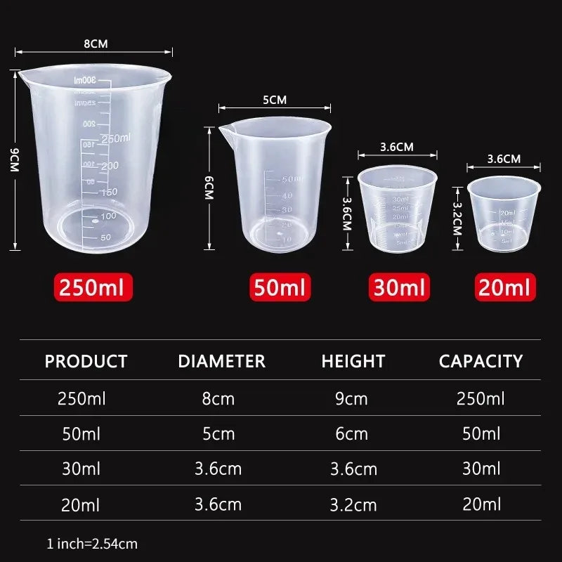 6-Piece Clear Plastic Measuring Cup Set