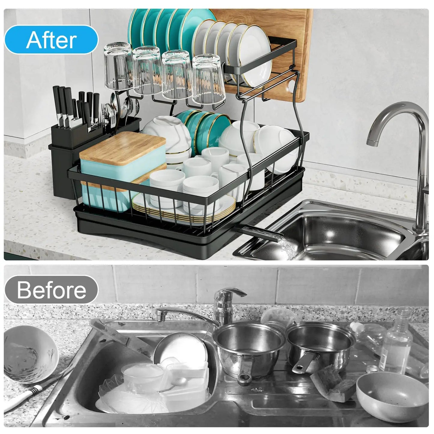 2-laags Afdruiprek met Grote Capaciteit voor Aanrecht