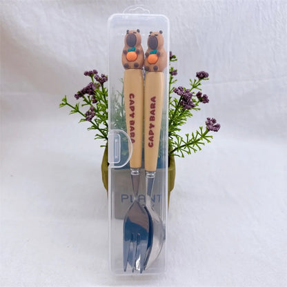 Capybara Bestekset Vork en Lepel Roestvrij Staal