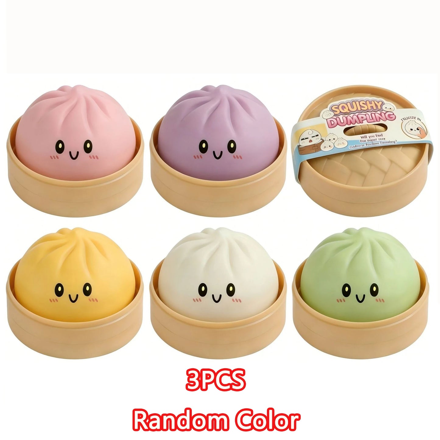 Squishy stressbal dumpling vrolijk gezicht
