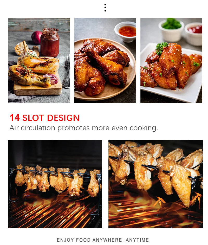 Grillrek kipdrumsticks 14 plekken met druppelpan