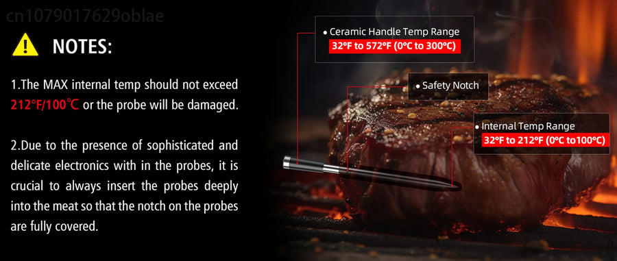 Wireless Bluetooth Meat Thermometer with LCD Screen and Rechargeable Battery