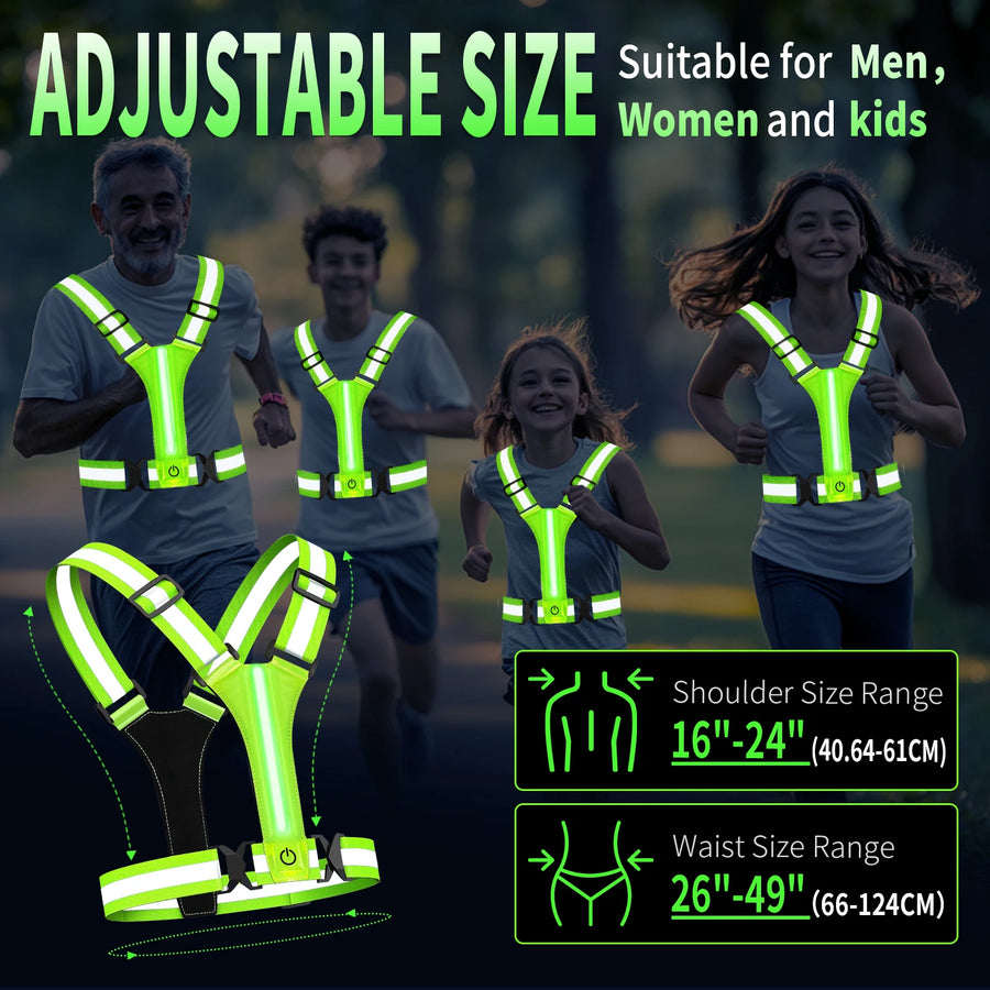 LED Safety Vest USB Rechargeable | High Visibility for Night Sports