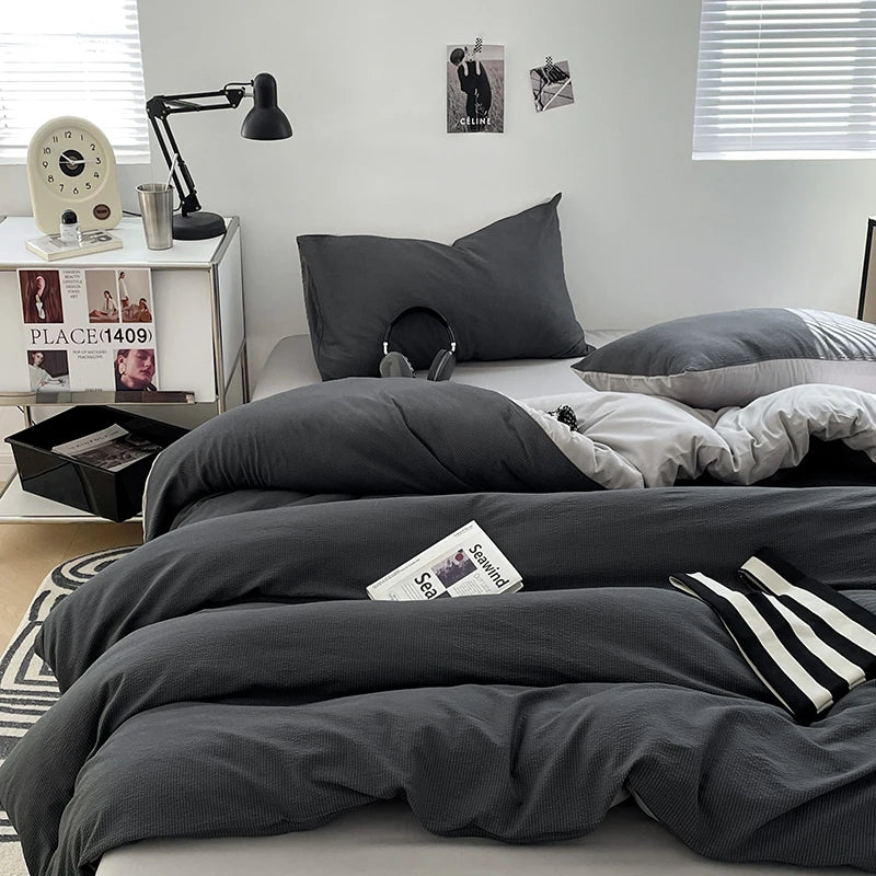 Dekbedovertrekset microfiber 3-delig met rits