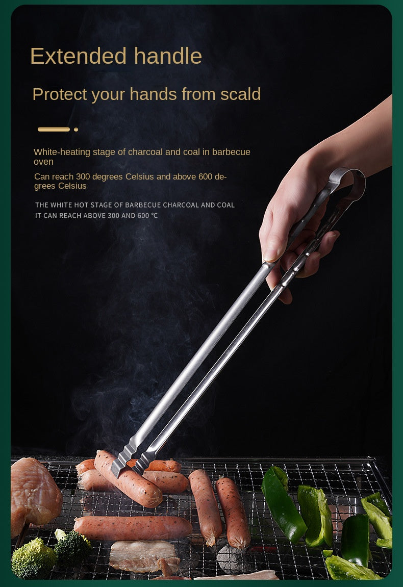 Long BBQ Tongs 45 cm Stainless Steel for Outdoor Cooking