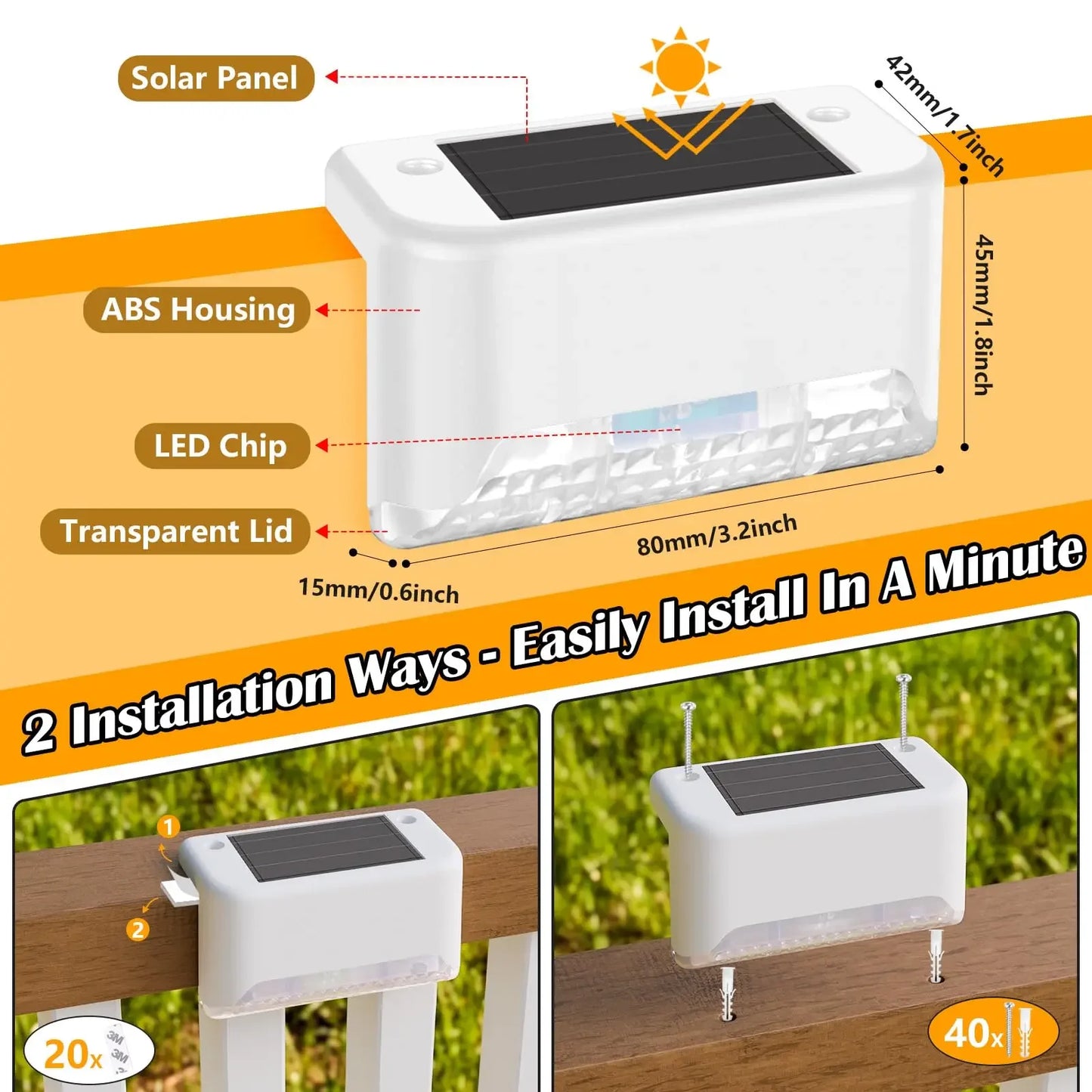 Solar LED Buitenlampen Set Waterdicht voor Paden en Trappen