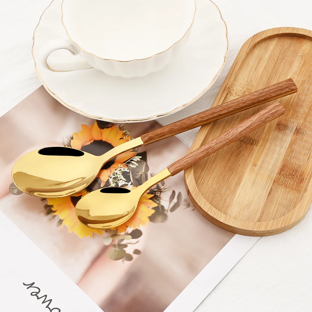 Bestekset Roestvrij Staal Imitatie Hout 16/24/30-delig