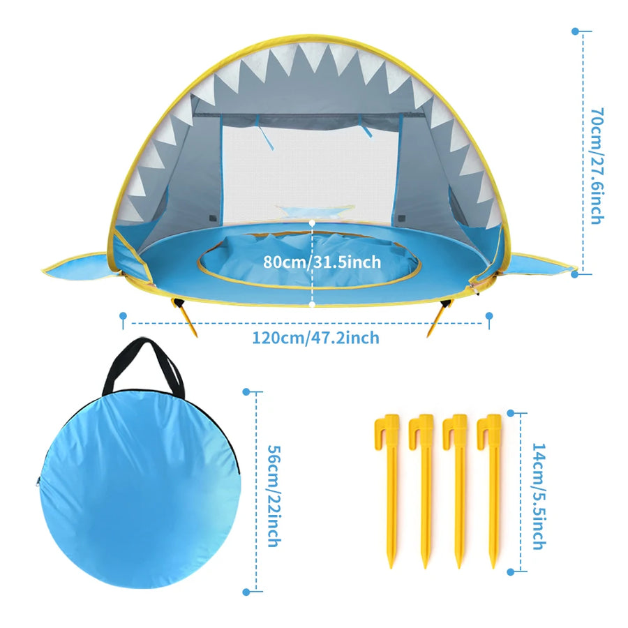 Pop-up strandtent kinderen met zwembadje UV-bescherming