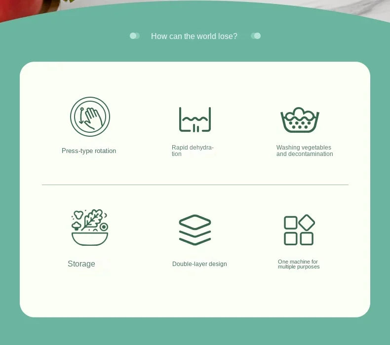 Saladespinner met deksel, draaibaar